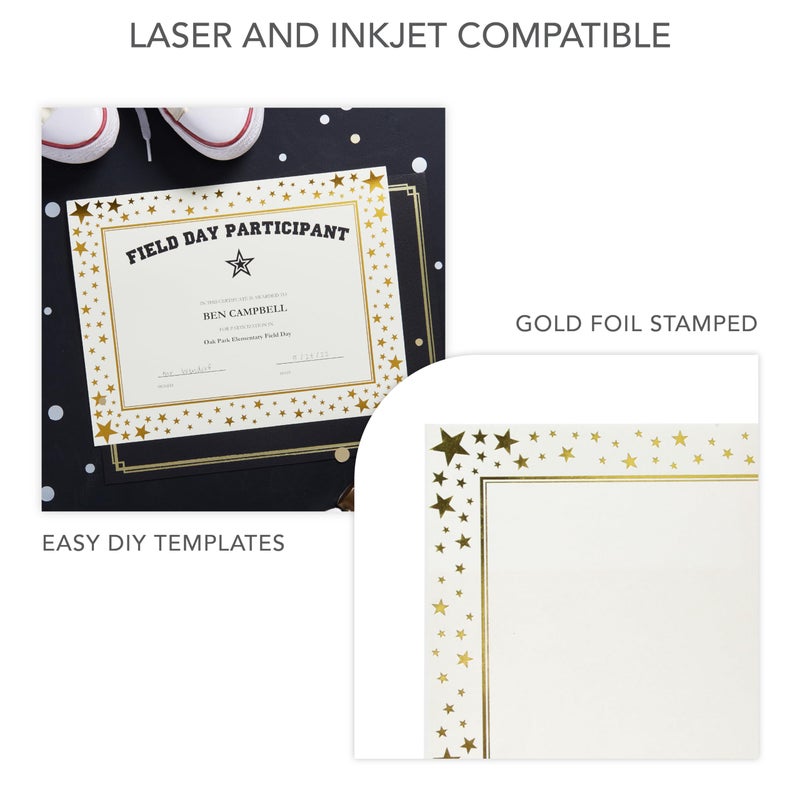 Gartner Studios Gold Star Foil Certificate Paper, 80lb 8.5â€ x 11â€, 15 Count - Image 3
